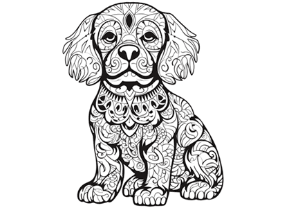Dibujo de un cachorro de tipo mandala para colorear