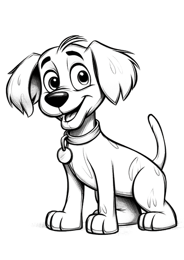 Dibujo de un perro de dibujos animados para colorear
