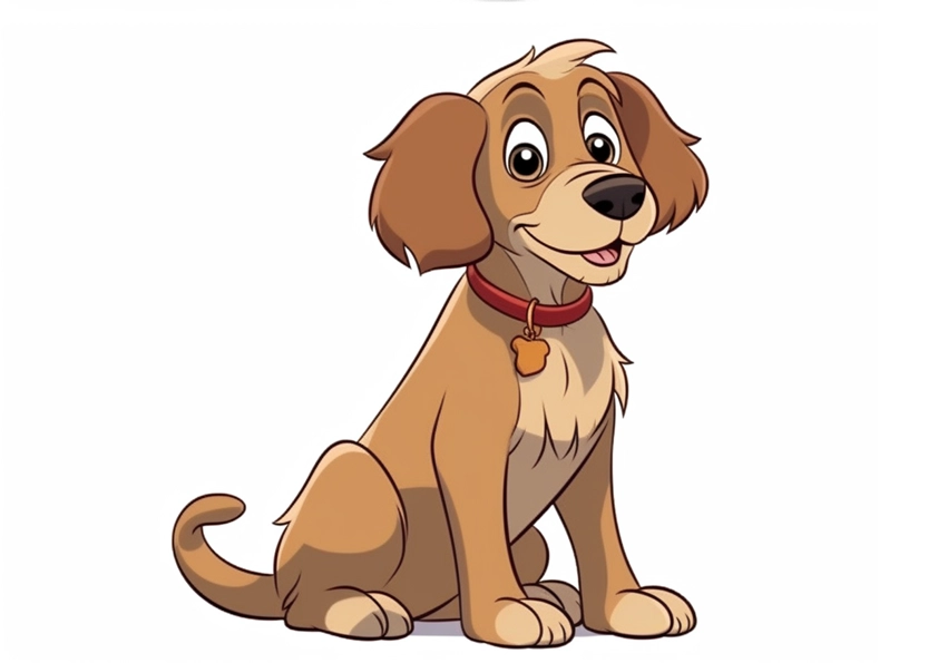 Dibujo en color de un perro de dibujos animados