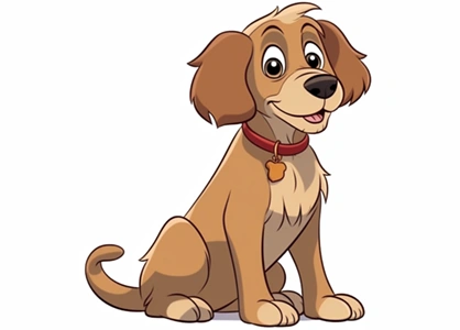 Dibujo en color de un perro típico de película de dibujos animados