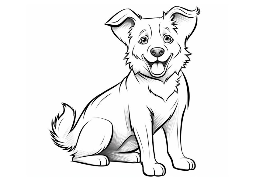 Dibujo de un perro Border Collie joven para colorear