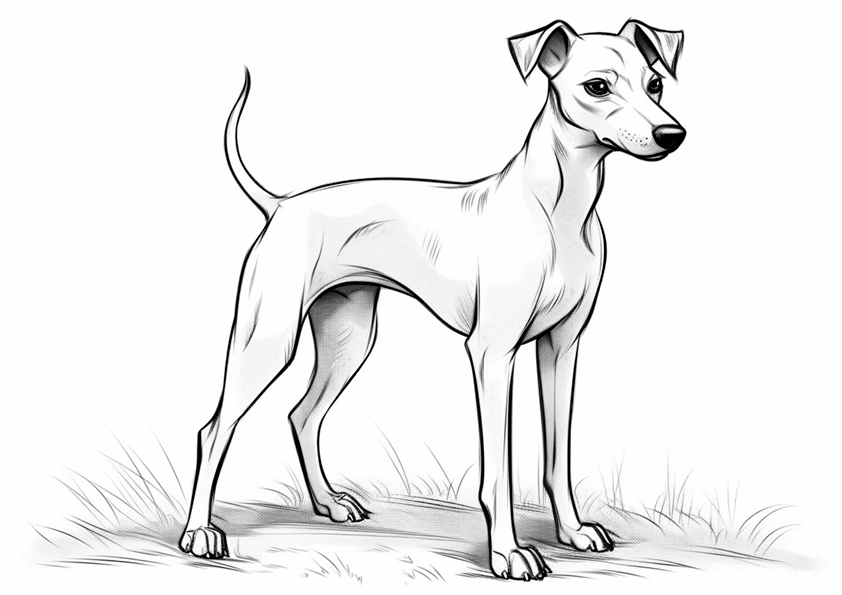 Dibujo de un perro de raza Whippet para colorear