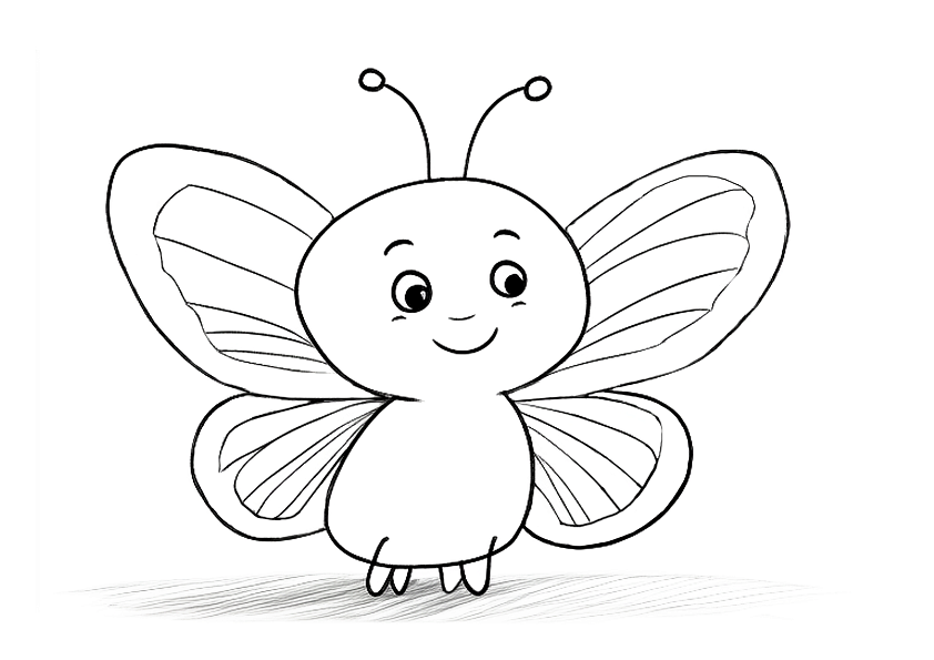 Dibujo de una mariposa infantil para colorear