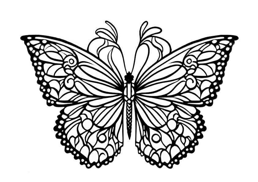 Dibujo de una mariposa de estilo modernista para colorear