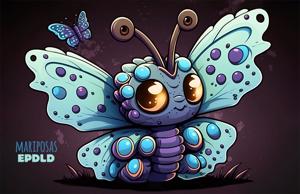 Dibujo de una mariposa de fantasía de tipo cartoon o dibujos animados para descargar