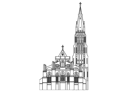 Dibujo para colorear de la Iglesia de Nuestra Señora de Brujas en Bélgica
