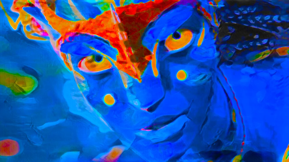Dibujo de la película Avatar realizado con técnica de pintura artística