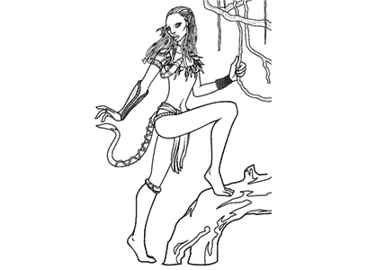 Dibujos de Avatar para colorear. Dibujo de Neytiri, la princesa Na'vi del Clan Omaticaya.