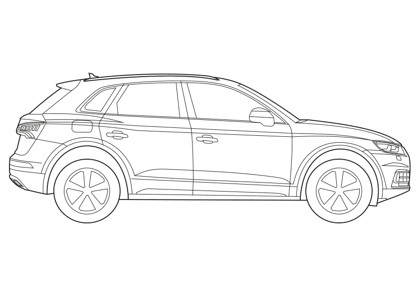 Dibujo para colorear un coche Audi Q5 compact SUV auto, carro. Audi Q5 car coloring page.