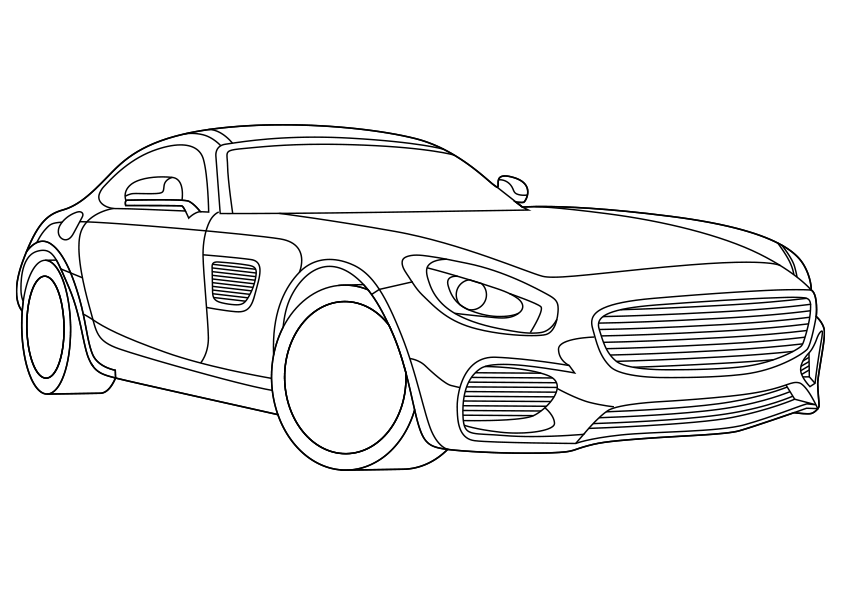 Dibujo para colorear un coche deportivo de alta gama auto, carro. Hight End Sport car coloring page.