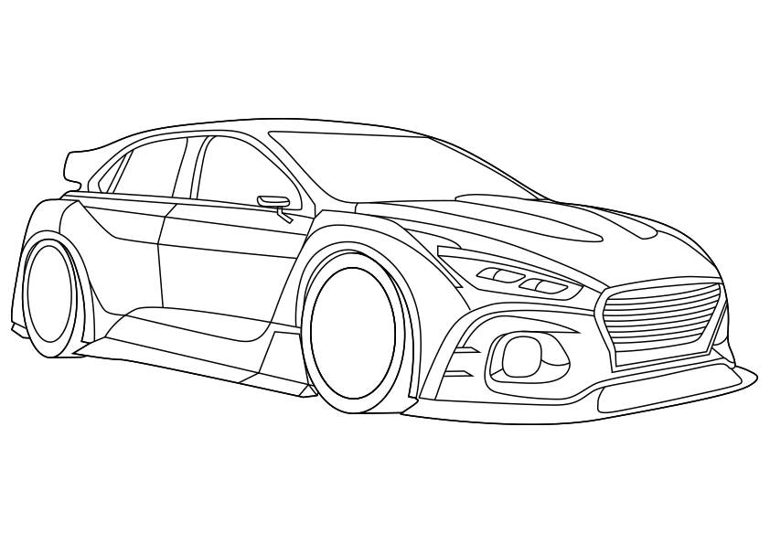 Dibujo para colorear un coche deportivo racing auto. Sport racing car coloring page.
