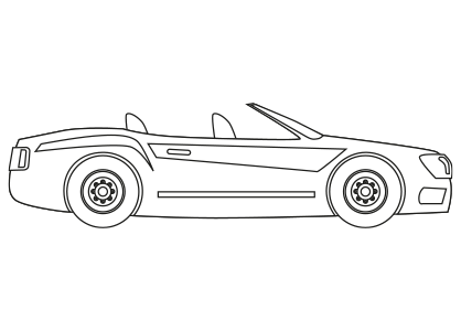 Dibujo para colorear un coche descapotable