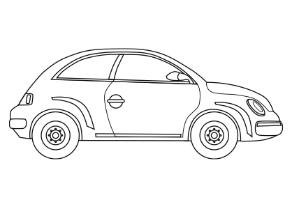 Dibujo para colorear un coche tipo escarabajo Volkswagen