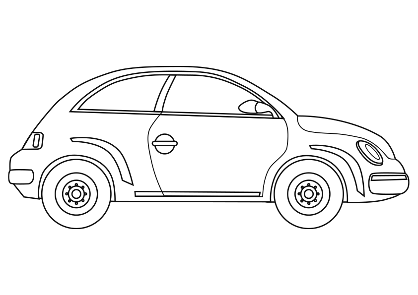 Dibujo para colorear un coche auto tipo Volkswagen escarabajo beetle