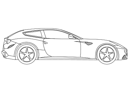 Dibujo para colorear un coche deportivo Ferrari FF