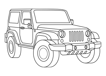 Dibujo para colorear un coche Jeep todoterreno