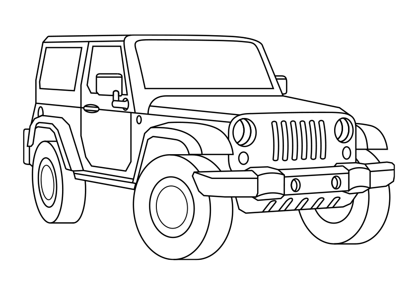 Dibujo para colorear un coche Jeep todoterreno