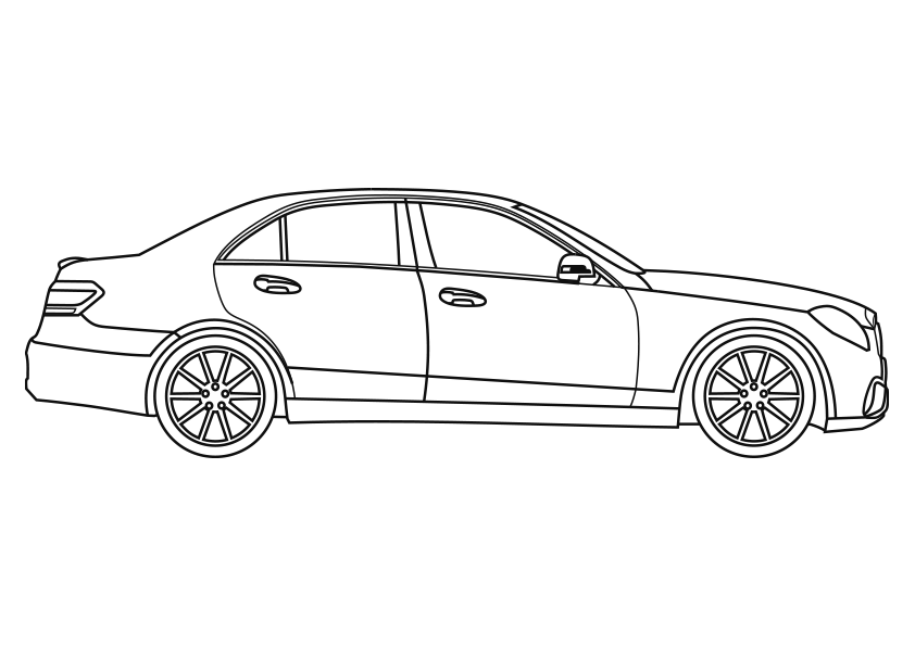 Dibujo para colorear un coche turismo Mercedes E 63