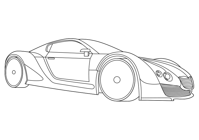 Dibujo para colorear un coche super deportivo. Special Sport car coloring page.