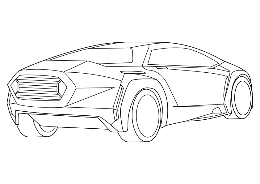 Dibujo para colorear la parte trasera de un coche super deportivo. Back of a Special Sport car coloring page.