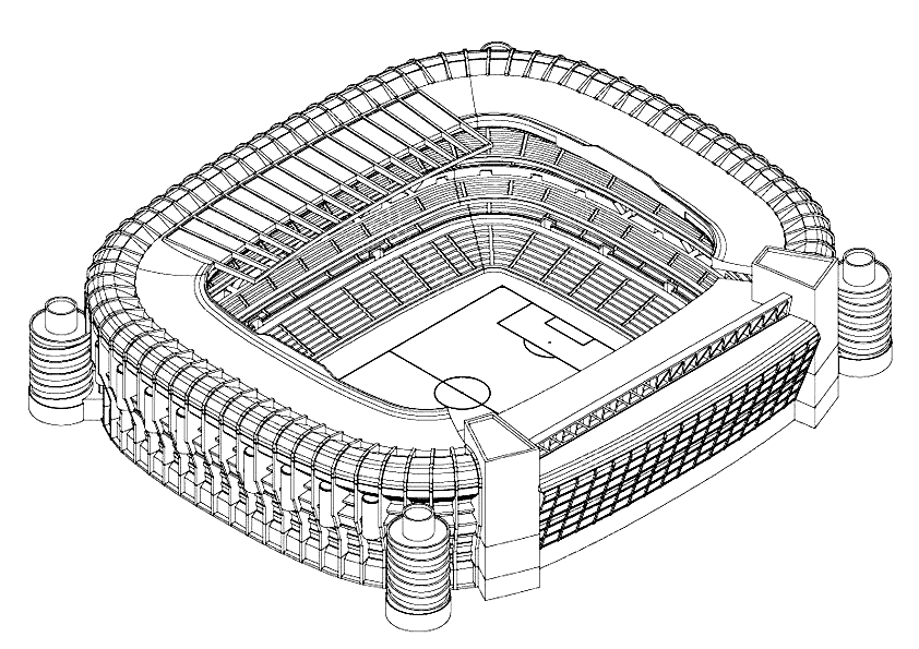 Dibujo para colorear el estadio Santiago Bernabéu del Real Madrid Club de Fútbol
