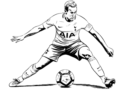 Dibujo de Harry Kane para colorear. Dibujo para imprimir del jugador de fútbol inglés Harry Kane. Dibujo de Harry Kane para descargar. Dibujo del futbolista del Bayern de Munich, Harry Kane.