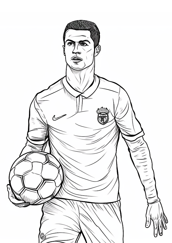  Dibujo de Cristiano Ronaldo. Dibujo para colorear de Cristiano Ronaldo.