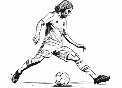 Dibujo para colorear de Luka Modrić, jugador del Real Madrid.