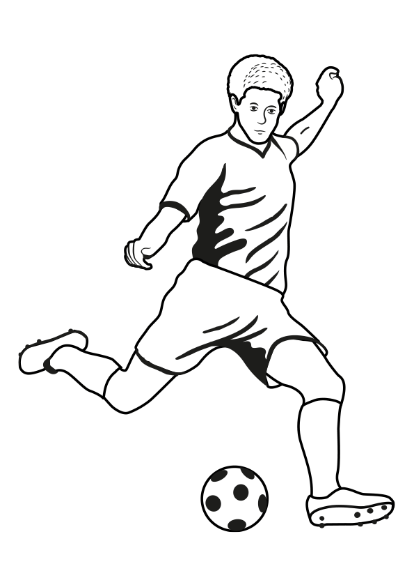 Dibujo para colorear de un chico jugando al fútbol