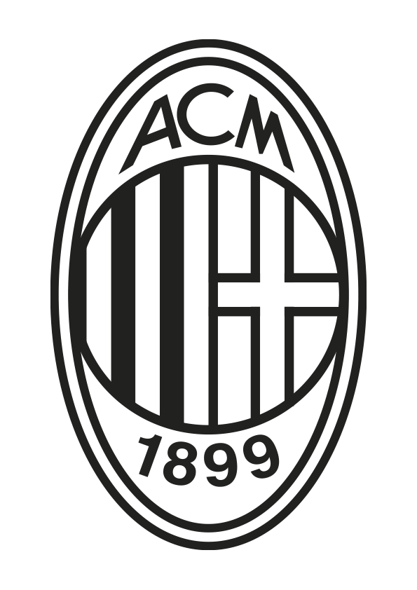 Dibujo para colorear el escudo del AC Milan (Italia). Escudo del Milan. Escudo del equipo de fútbol del Milán.