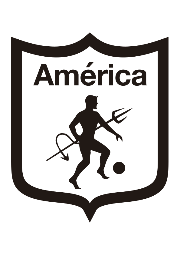 Dibujo para colorear el escudo del América de Cali (Colombia). Escudo del América de Cali. Escudo del equipo de fútbol del América de Cali.