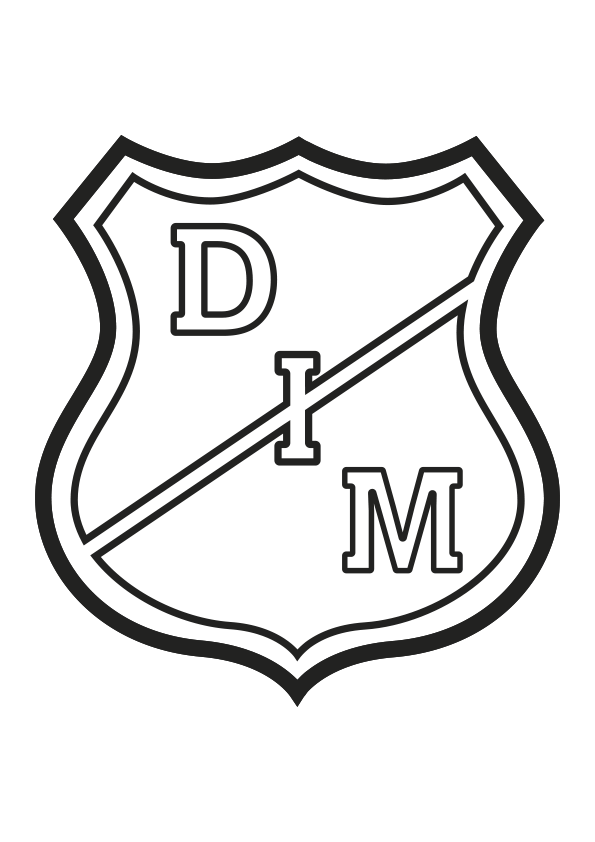 Dibujo para colorear el escudo del Millonarios Fútbol Club de Bogotá (Colombia). Escudo del Millonarios. Escudo del equipo de fútbol del Millonarios de Bogotá.