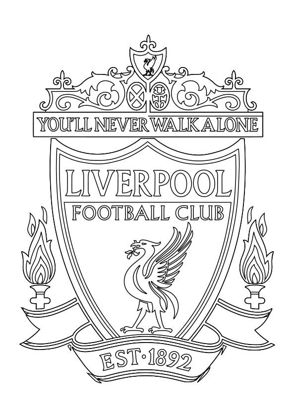 Dibujo para colorear el escudo del Liverpool Football Club