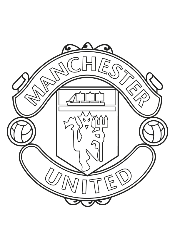 Dibujo para colorear el escudo del Manchester United (Inglaterra)