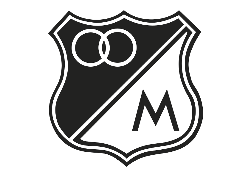 Dibujo para colorear el escudo del Millonarios Fútbol Club de Bogotá (Colombia). Escudo del Millonarios. Escudo del equipo de fútbol del Millonarios de Bogotá.