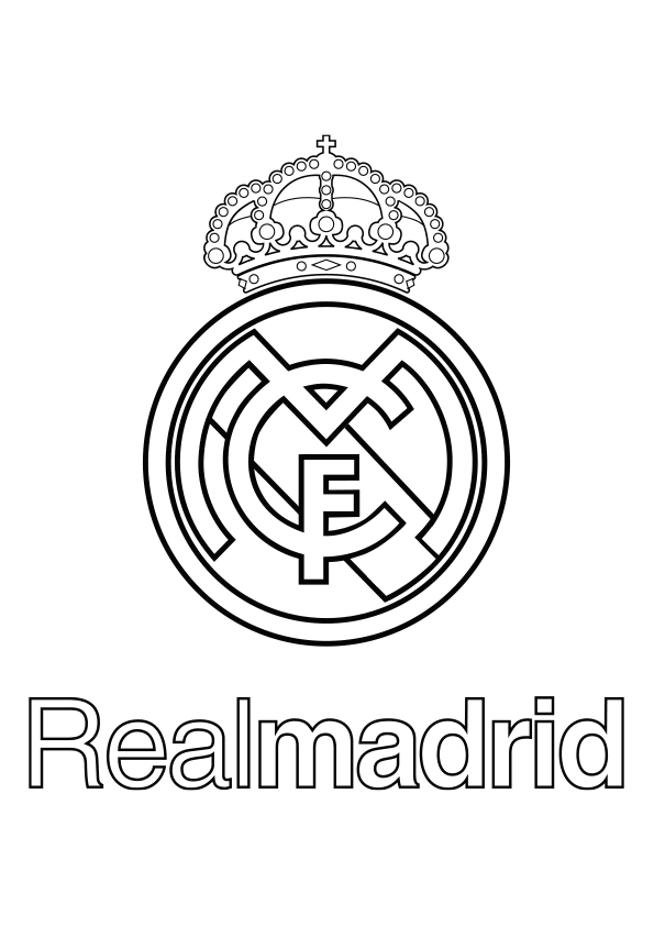 Dibujo para colorear el escudo del Real Madrid con letras