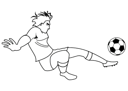 Dibujos de fútbol para colorear. Dibujo de un chico remantando un balón.
