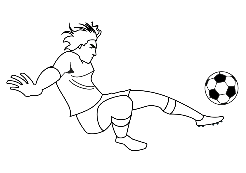 Dibujo de un jugador de fútbol remantando un balón
