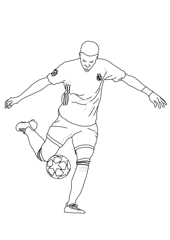 Dibujo de Vinicus Junior para colorear. Dibujo para imprimir del jugador de fútbol brasileño del Real Madrid, Vinicius. Dibujo de Vinicius para descargar