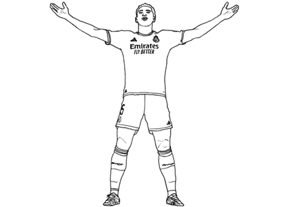 Imagen dibujo de Jude Bellingham celebrando un gol para colorear