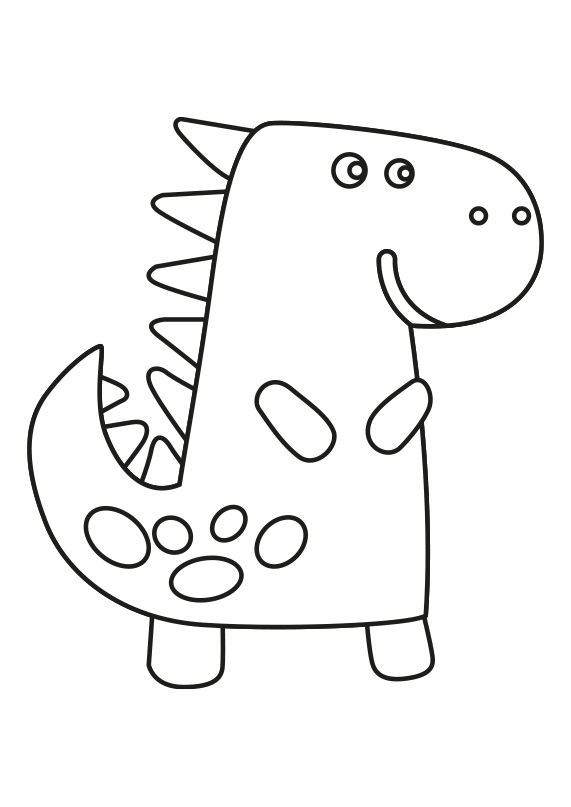 Dibujo sencillo de una dinosauria para colorear. Dibujo fácil de una dinosauria hembra para colorear. Easy printable female dinosaur coloring page