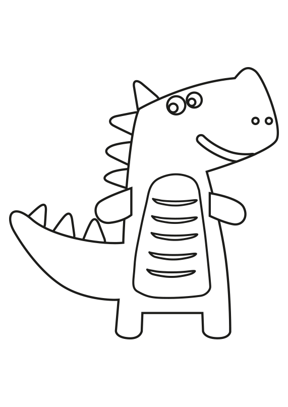 Dibujo sencillo de un dinosaurio para colorear. Dibujo fácil de un  dinosaurio.