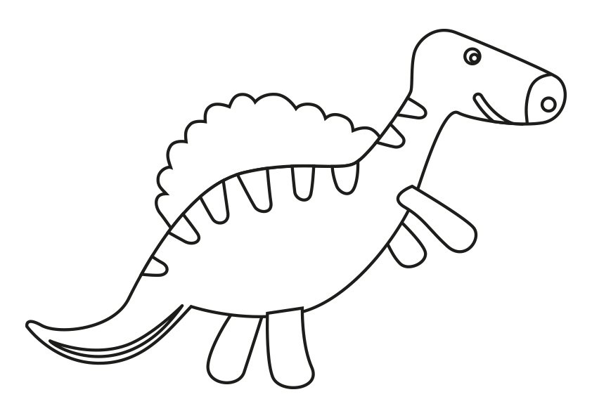 Dibujo sencillo de un dinosaurio con cresta en la espalda para colorear
