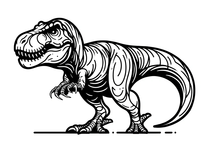Dibujo para colorear un temible dinosaurio Tiranosaurio Rex (También llamado T-rex)