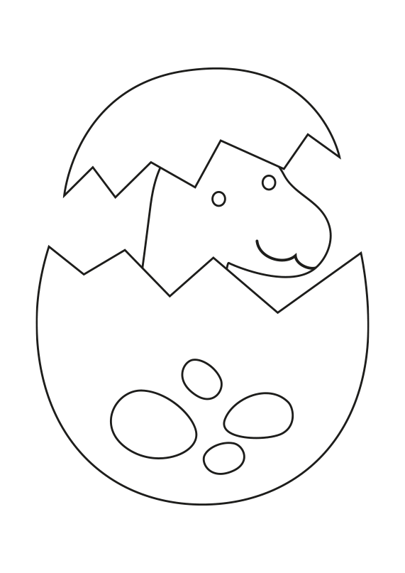 Dibujo colorear dinosaurio bebé saliendo del huevo. Baby dinosaur hatching  coloring page