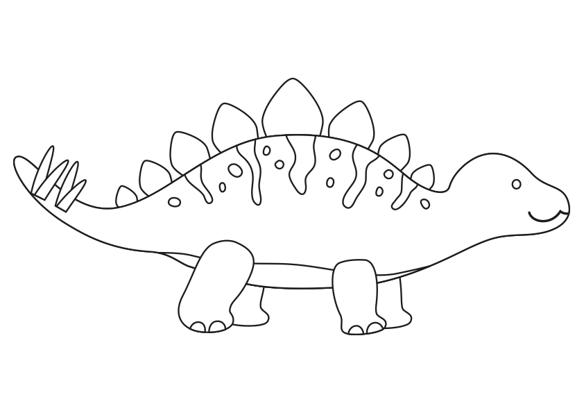 Dibujo para colorear un dinosaurio Stegosaurus infantil. Stegosaurus dinosaur coloring page for kids.