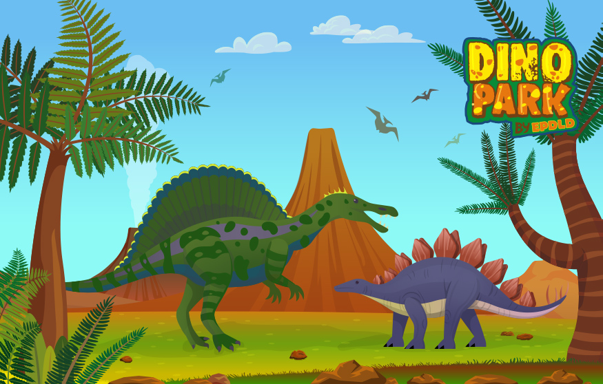 Dibujo de dinosaurios para descargar e imprimir. La vida en Dino Park.