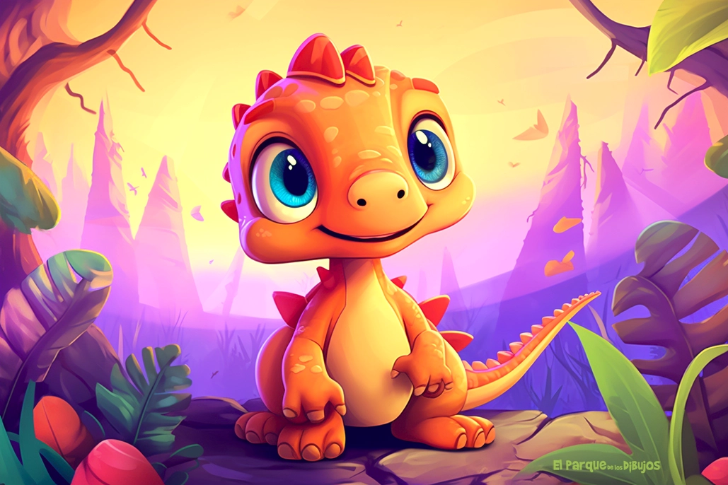 Imagen de un dinosaurio bebé de color naranja