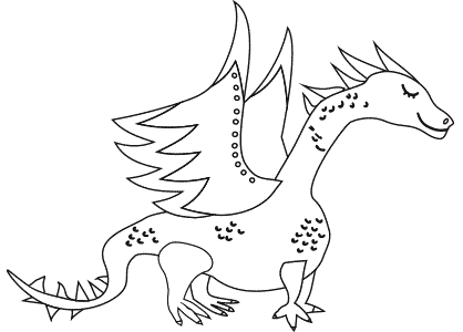 Dibujos de dragones. Dibujo para colorear un dragón mitológico de estilo europeo.