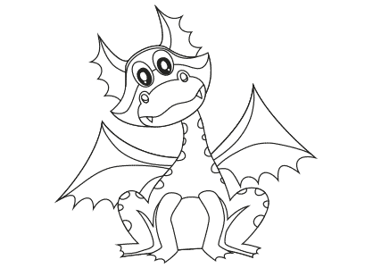 Dibujo para colorear un dragón infantil